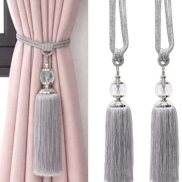 SB Line Luxe Gordijn Houder - Gordijnkwast met Koord – Licht Grijs – Decoratieve Gordijnband - 2 Stuks