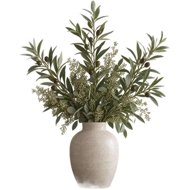 Bellatio Design Kunstplant Olijf takken - 3x - 101 cm - groen - olijfboom - siertakken stelen - decoratie