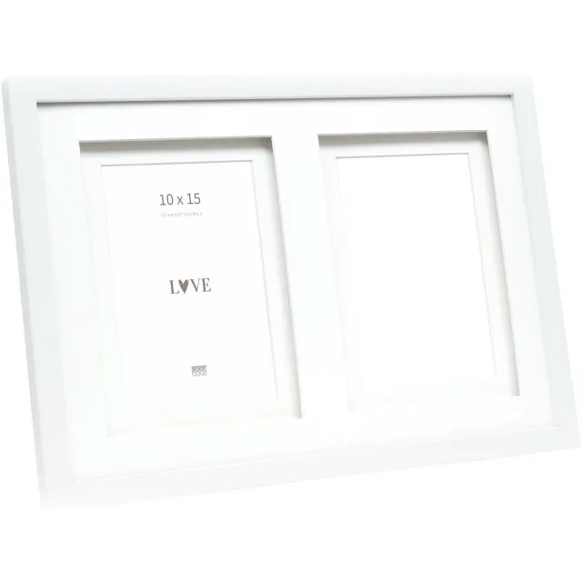 Deknudt Frames multifotolijst - wit - passe-partout - 2 foto's 10x15