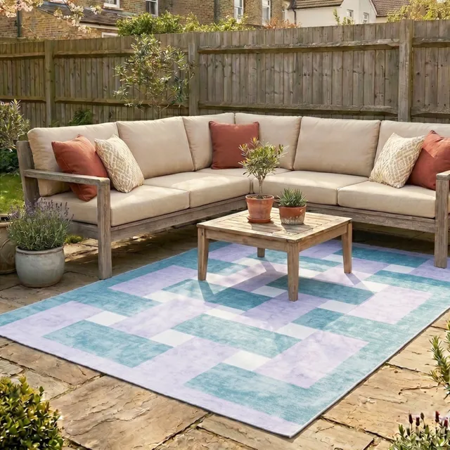 Fraai Retro buitenkleed - Pop Lines Lila - 160x230cm Paars