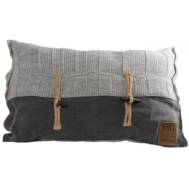 Knit Factory Rib kussen 60 x 40 lichtgrijs
