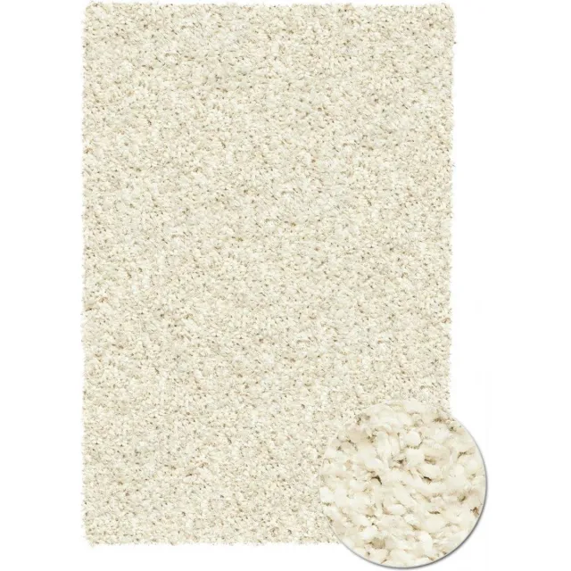Eurogros Rugsman Mellow Vloerkleed - Ø 200 cm - Wit - Rechthoekig, Loper, Rond - Polyester - Woonkamer - Effen - Shaggy - Hoogpolig, Boho, Modern