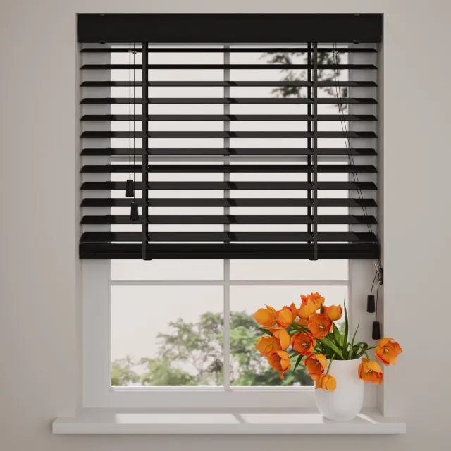 DTCH Bamboe Houten Jaloezie - Easy Natural - 50 mm - Black - 170 x 175 cm - Maten van 50 t/m 250 cm breed