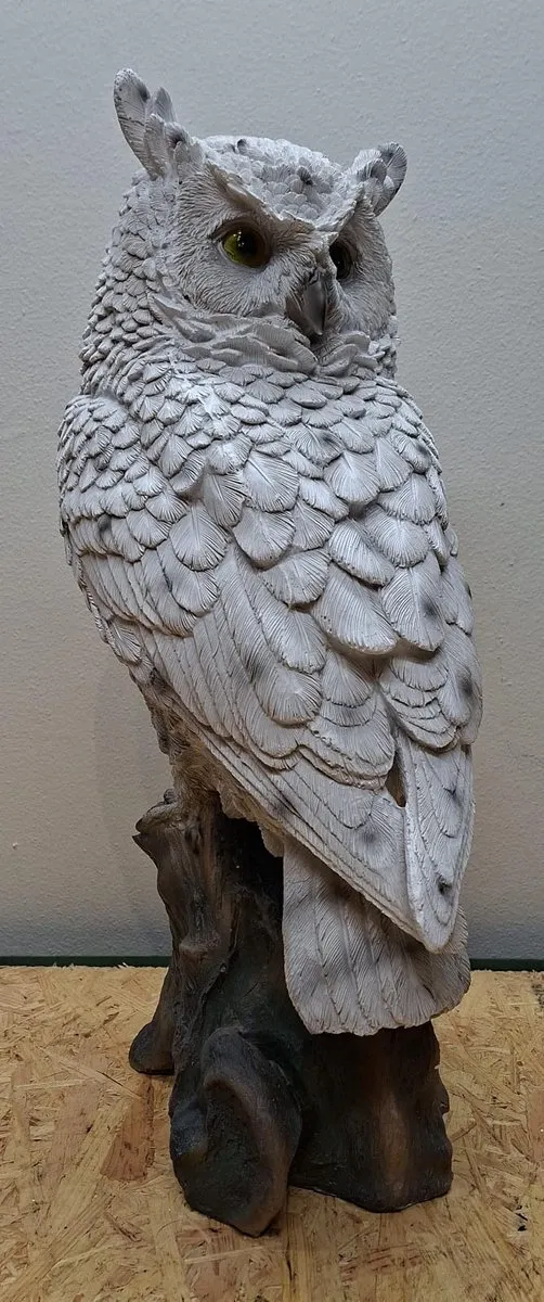 funproducts.nl Sneeuwuil Beeld - 52cm hoog - polyresin - polystone - Sneeuw - Uil - Decoratie - Woonaccessoires - Beeld Wit