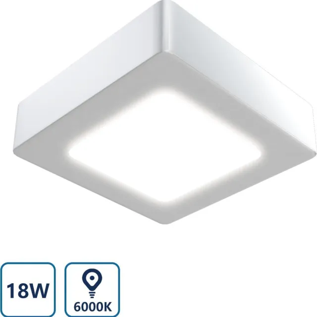 Aigostar LED Plafonnière - Vierkante plafondlamp - 18W vervangt 90W - 6000K - daglicht wit