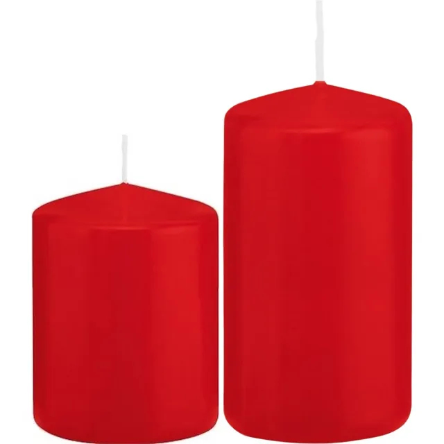 Trend Candles Stompkaarsen set 6x stuks rood 8 en 12 cm