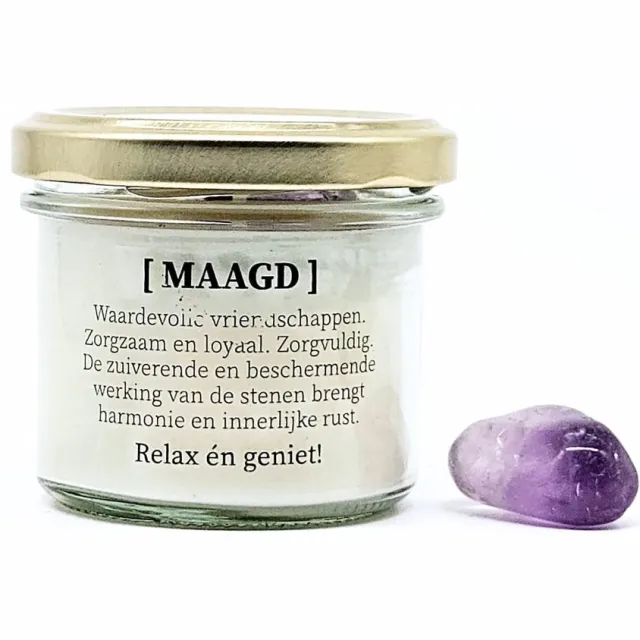 Candlelight-on sterrenbeeld kaars met edelsteen - maagd - o.b.v. sojawas en etherische oliën