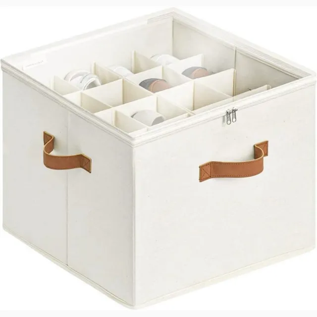 GelldG Schoeninzetstukken - Opvouwbare Schoenorganizer - Stoffen Schoenboxen 43x43x31cm - Geschikt voor Tot 16 Paar Schoenen - Anti-stof en Stapelbaar - Beige
