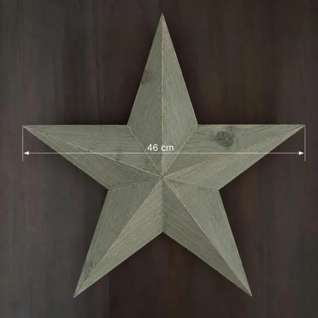 VNLR 46 cm Kerst ster - Massief oud hout - Sage groen - Handgemaakt - Sloophout