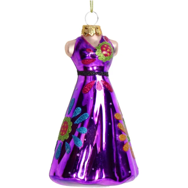 HD Collection Ornament kerstbal Retro Jurk Glas Paars 12.7 cm HD Collection