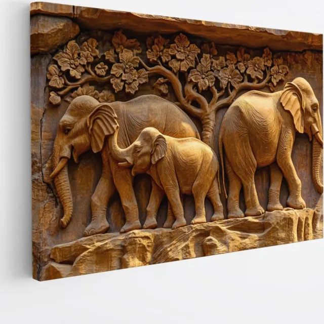 Saammp Canvas Schilderij - Olifant - Kunst - Afrika - Dieren - 150x100 - Foto op canvas - Wanddecoratie - muurdecoratie Woonkamer - Slaapkamer decoratie - Canvas Print Multicolor