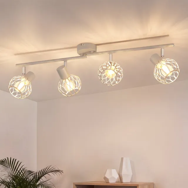 NETTLIFE LED Plafondspot 4-Flammig Grijs - E14 Metalen Deckenlampe | 350° Draaibaar & Schwenkbaar | Moderne Plafondlamp voor Woonkamer, Keuken & Hal | Zonder Lampen