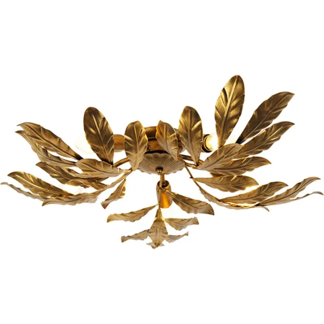 QAZQA linden - Klassieke Plafondlamp - 5 lichts - Ø 70 cm - Goud/messing - Woonkamer | Slaapkamer | Keuken
