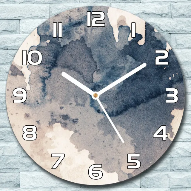 Coloray Wandklok - Gemorste aquarelverf Glazen Klok - 30fi cm - Blauw Wandklok - Wandklok Ronde - Wandklok Klassiek - Wandklokken Woonkamer - Stille Wandklok Blauw - Gemorste aquarelverf - Witte Handen