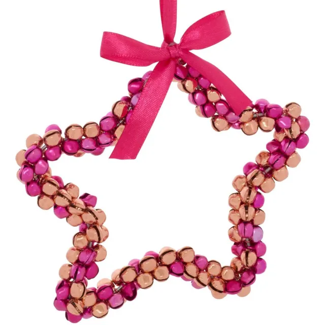 Atmosphera Créateur d'intérieur® Kerstboomversiering in de vorm van een belletje, van roze en goudkleurig metaal, 11 cm Modèle A