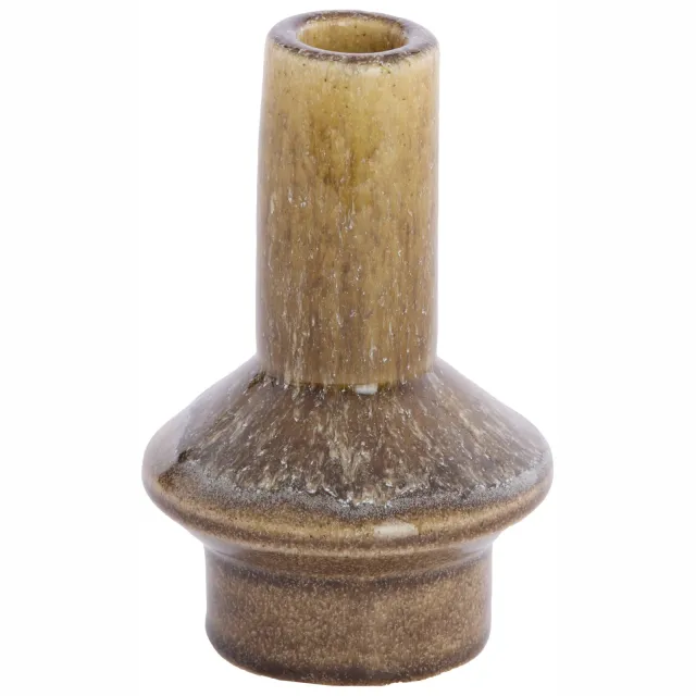 Light & Living BURANO keramieken kandelaar 10x15,5 cm - okergeel/olijfgroen