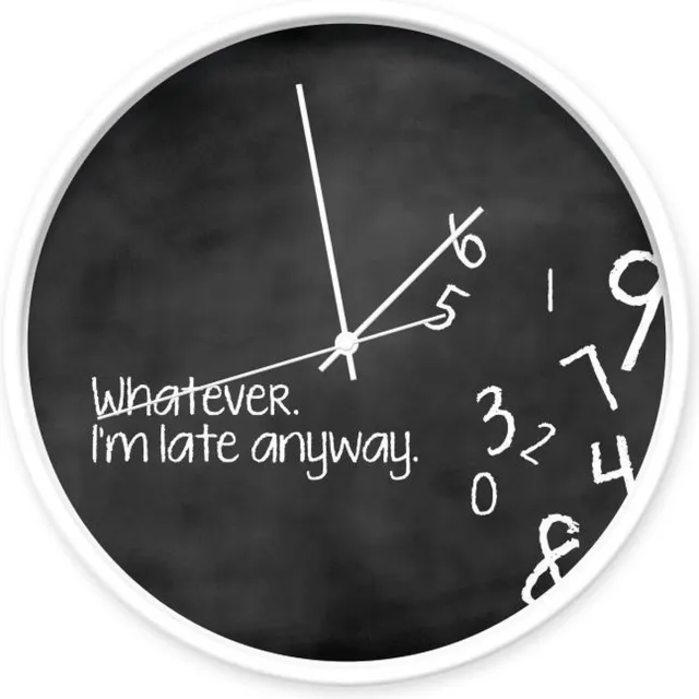 Dutch Sprinkles Klok Whatever I'm late, witte rand en wijzers