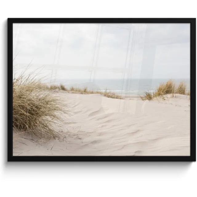 FrameYourWall Poster in lijst - Fotolijst 70x50 cm - Posters - Wolken - Duinlandschap - Zand - Posterlijst zwart - Decoratie - Wanddecoratie woonkamer - Muurdecoratie slaapkamer