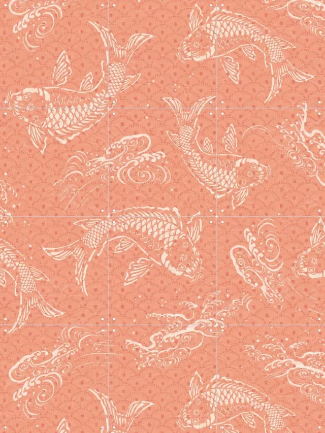 IXXI Peach Fuzz Koi Fish, Bloomery Decor - 60 x 80 cm - Grote wanddecoratie en posters - Kleurrijk Lichte tinten