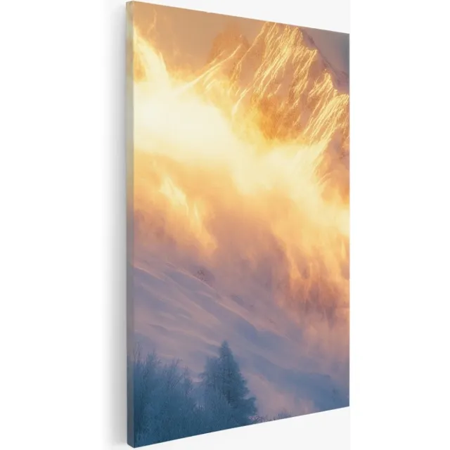 Saammp Canvas Schilderij - Wolken in de bergen - Natuur - Landschap - 40x50 - Foto op canvas - Wanddecoratie - Muurdecoratie Woonkamer - Slaapkamer decoratie - Canvas Print Multicolor