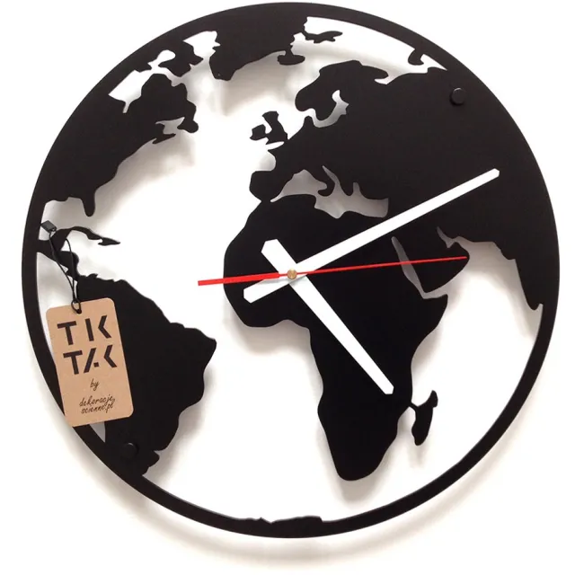 TikTak by Decolicious Globe - Wandklok - Zwart - Quartz - 3D Effect Zwart;Rood