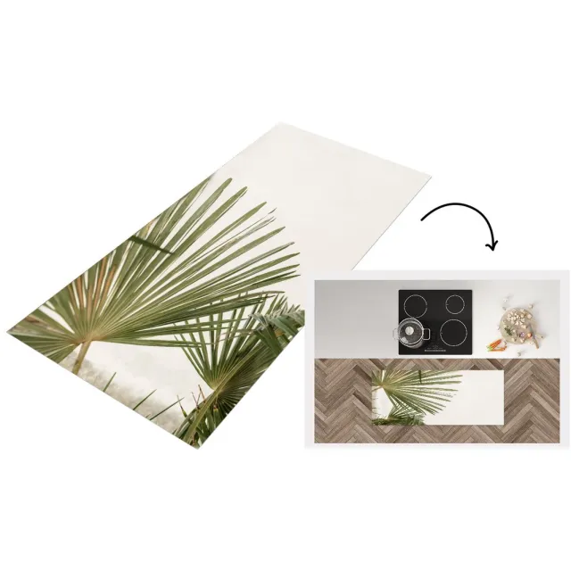 KitchenYeah Keukenloper - Loper keuken - Zomer - Blad - Groen - Keukenloper vinyl Multicolor