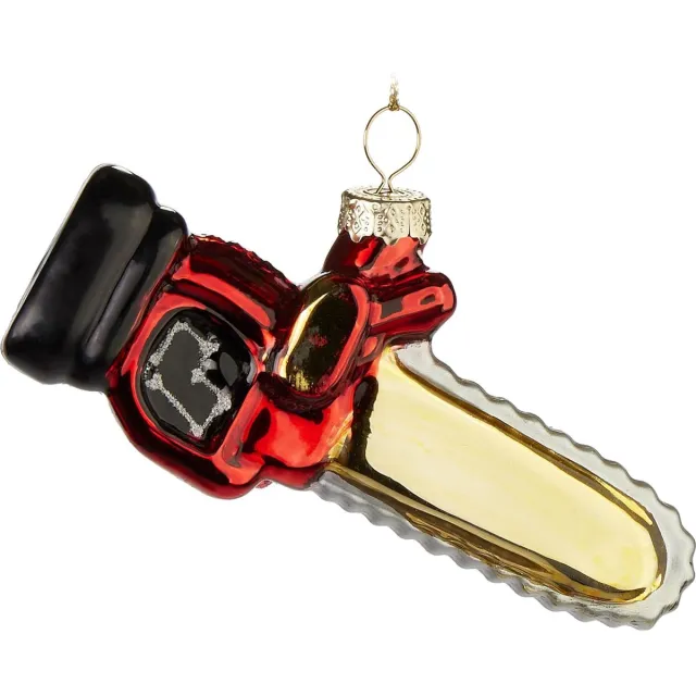 Brubaker Kettingzaag - Handbeschilderde Kerstbal Van Glas - 11 cm Motorzaag Voor Houthakkers En Handwerkers - Mondgeblazen Kerstboomversiering - Decoratie Figuur - Rood, Goud En Zwart