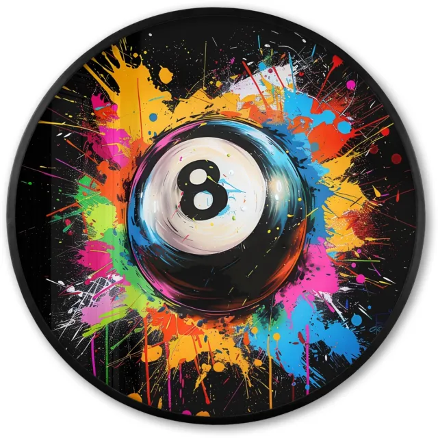 FrameYourWall Poster in lijst Rond - Fotolijst 60x60 cm - Posters - Graffiti - Sport - Pool bal - Biljart - Ronde posterlijst zwart - Decoratie - Wanddecoratie woonkamer - Muurdecoratie slaapkamer Biljartbal