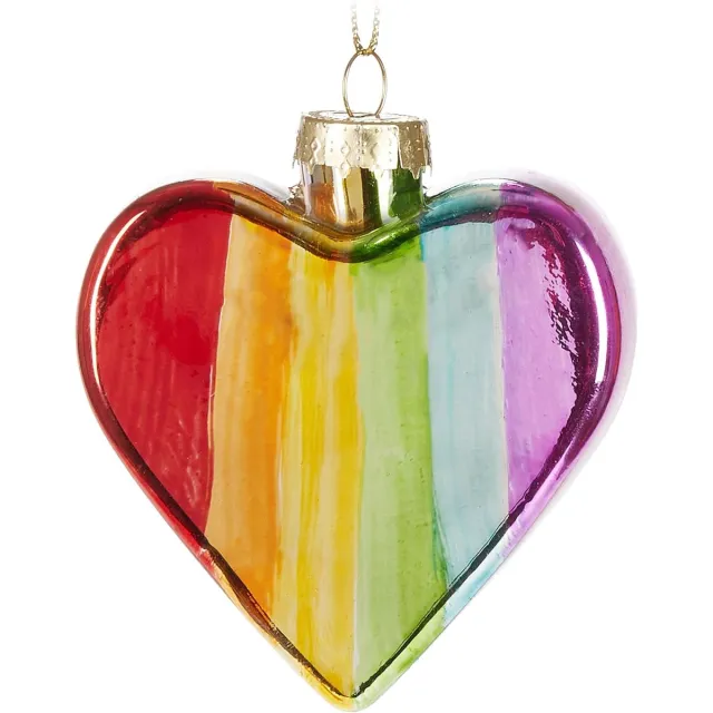 Brubaker Regenboog Hart - Handbeschilderde Kerstballen Van Glas - 8 Cm Boom Bal Regenboog Hart - Mondgeblazen Kerstboomversiering - Decoratieve Figuren Kerstmis - Kerstdecoratie Hanger - Kleurrijk - Cadeau regenbooghart
