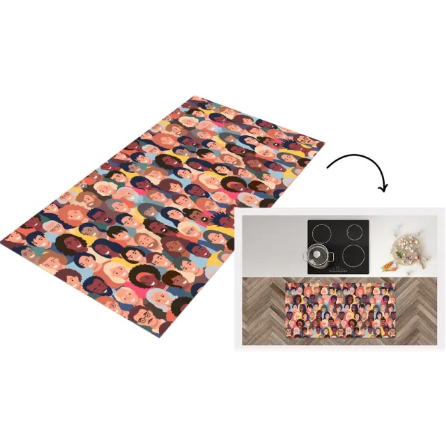KitchenYeah Keukenloper - Loper keuken - Diversiteit - Patronen - Gezicht - Keukenloper vinyl Multicolor