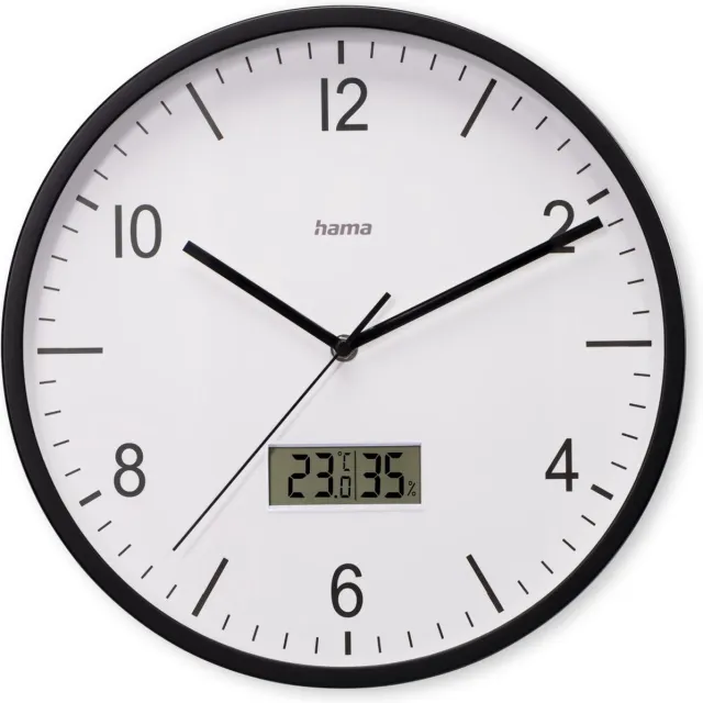 Hama wandklok- Lanzarote- Radiogestuurd - thermo-/ hygrometer Zwart