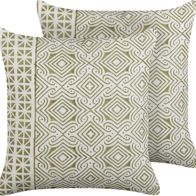 Beliani LARICS - Sierkussen set van 2 - Lichtgroen - 45 x 45 cm - Katoen