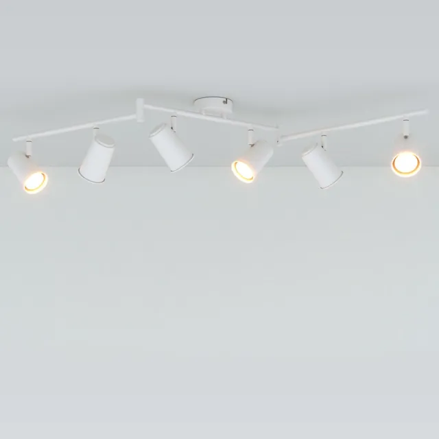 HOFTRONIC Riga witte LED plafondlamp 6 spots – kantelbaar en draaibaar – opbouwspots wit – GU10 - 2700K warm wit - Plafondspots - IP20 - woonkamer en gang
