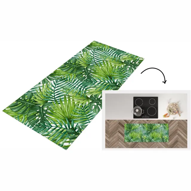 KitchenYeah Keukenloper - Loper keuken - Bladeren - Palm - Patronen - Keukenloper vinyl Multicolor