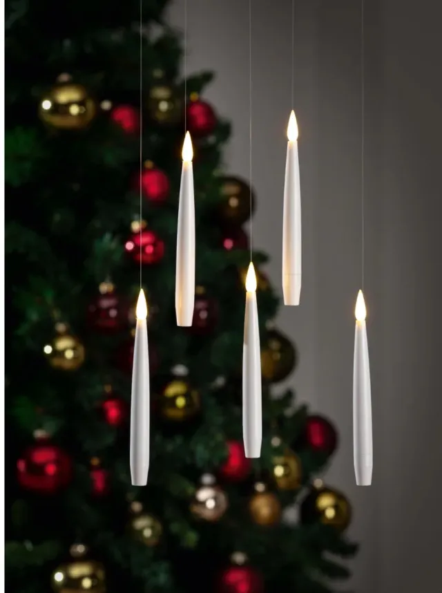 livarno Home Zwevende LED Kaars - Kerstboom versiering - 10 stuks - Wit