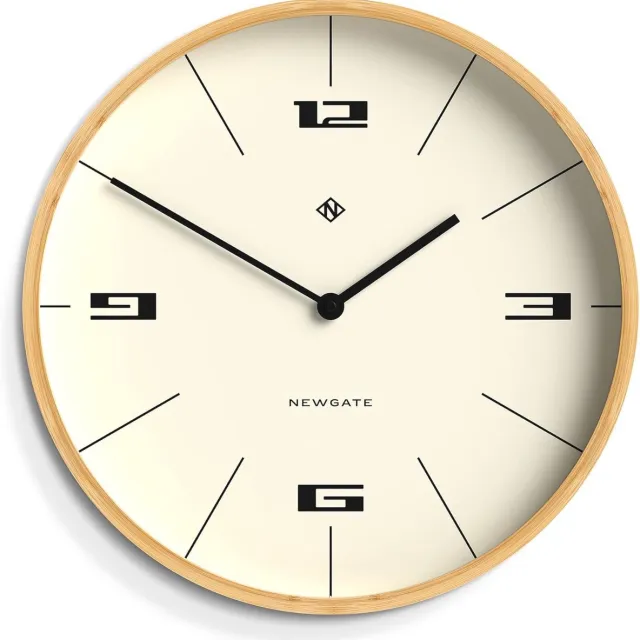 Newgate Bamboe Wandklok - Scandinavisch Design, Stille Quartz Klok voor Woonkamer en Keuken