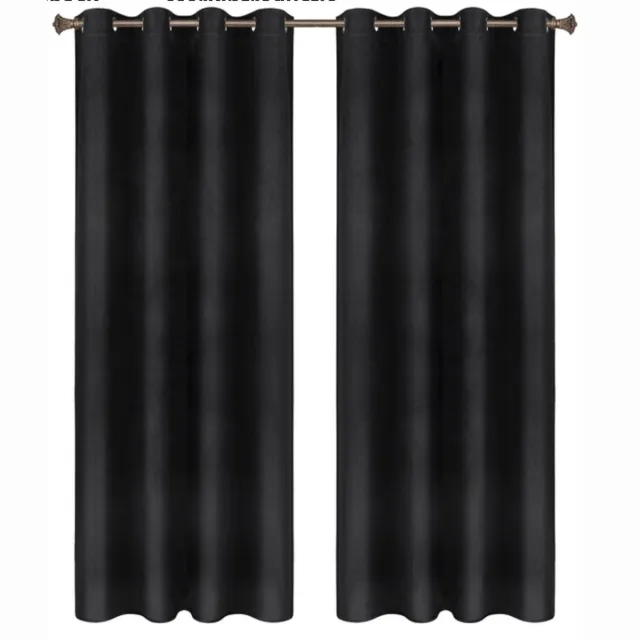 Happyment Gordijnen set Vida 2 stuks - zwart 140x270cm - Verduisterend - met Plooiband - Fluweel Isolerend