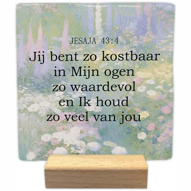 Artige Decoratie tegel - Jesaja 43:4 - keramisch - 10x10 cm - inclusief houder Groen