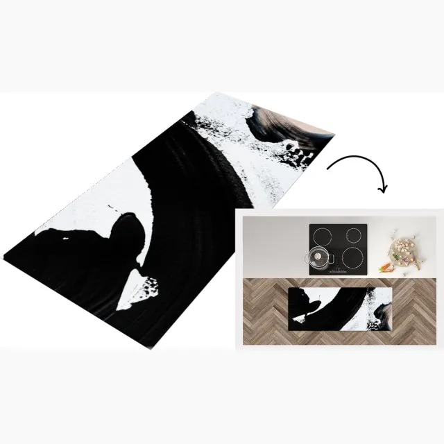 KitchenYeah Keukenloper - Loper keuken - Zwart - Abstract - Design - Keukenloper vinyl Multicolor