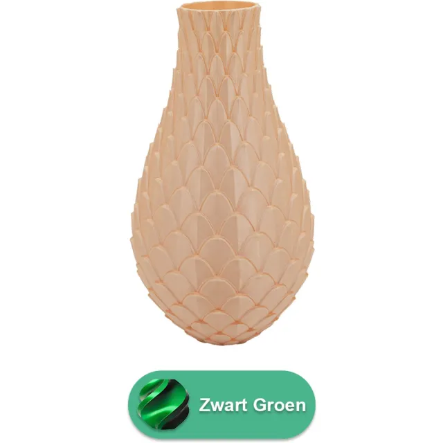 Lovora Sirena design vaas – Decoratieve vaas - Zwart / Groen - 3d geprinte vaas – geschikt voor droogbloemen - 25CM