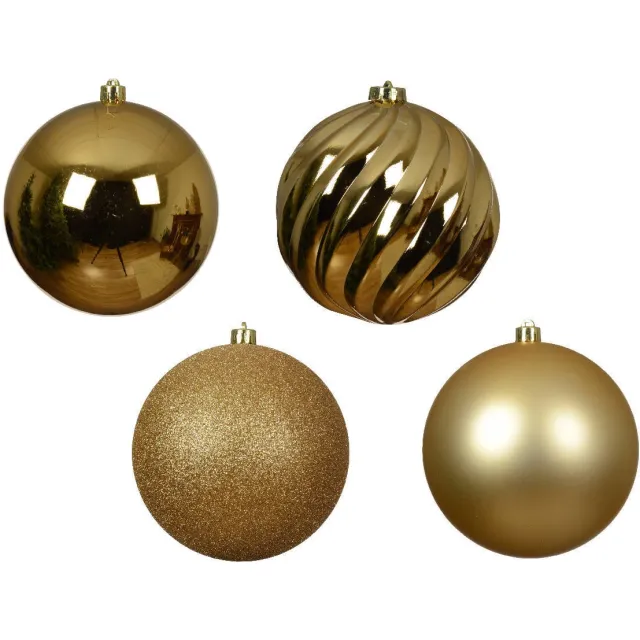 Decoris Kerstbal polystyreen licht goud mix - 4 stuks (ø14 cm)