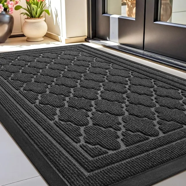 Famanu Antislipdeurmat Buiten, Robuuste Buitendeurmat Weerbestendig, Wasbare Vuilvangmat 120x180cm, Deurmat Buiten, Deurmat Buiten Voor Voordeur, Buiten, Entree - Grijs