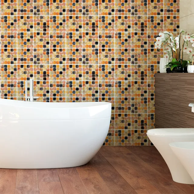 Ambiance Sticker Zelfklevende tegelmuurstickers voor keuken en badkamer - 9 Azulejo mozaïektegelstickers in een gezandstraalde tint - 9 stickers van 20x20 cm Multi color