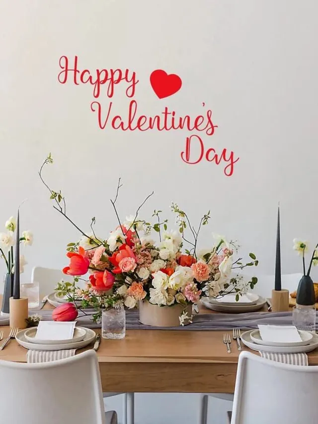 DH collection Muursticker - Raamsticker Happy Valentine's Day Valentijnsdag - Valentijn - Liefde - Love - Huwelijk - Muur Sticker / Raam sticker Keuken – Handgeschilderd - Winkel - Kantoor | Decor - Poster | Verwijderbaar – Zelfklevend plakfolie | DH collection Valentijn - Happy Valentine's Day