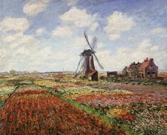 platin art Poster Platin Art Claude Monet - Tulip Fields with the Rijnburg Windmill 50 x 40 cm diverse kleuren