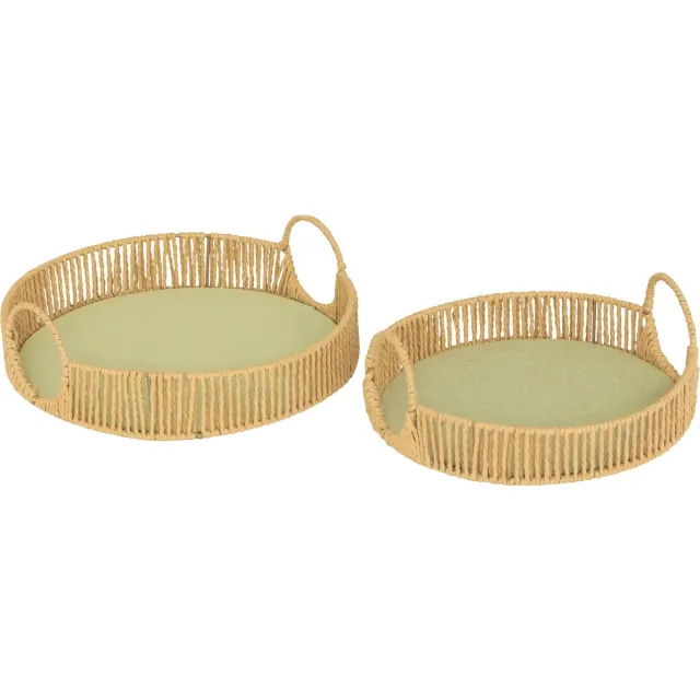 Atmosphera Dienbladen/Plateau's - Set van 2 stuks - Ø35xH11cm - Groen