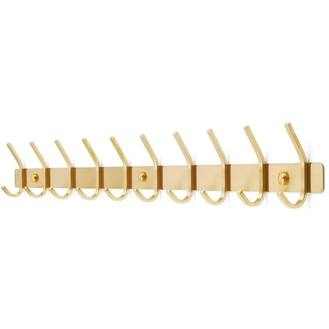 Ibenzoa Moderne Wandgarderobe met 20 Functionele Haken van Roestvrij Staal in Gouden Afwerking