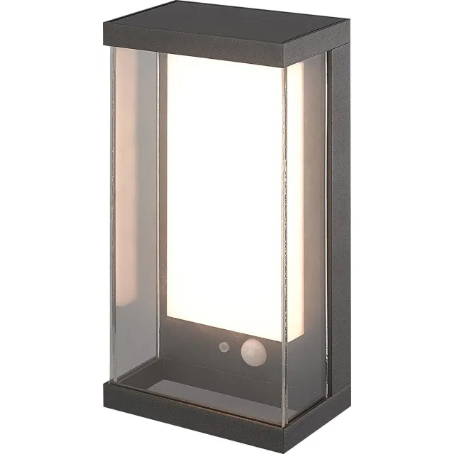 Fantasia Casar solar wandlamp buiten, 2W SMD LED 3000K, IP65, bewegingssensor, aluminium zwart