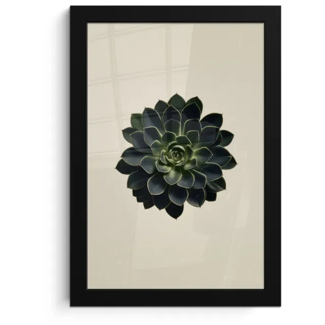 FrameYourWall Poster in lijst - Fotolijst 20x30 cm - Posters - Rozet - Cirkelvormig - Donkergroen - Posterlijst zwart - Decoratie - Wanddecoratie woonkamer - Muurdecoratie slaapkamer