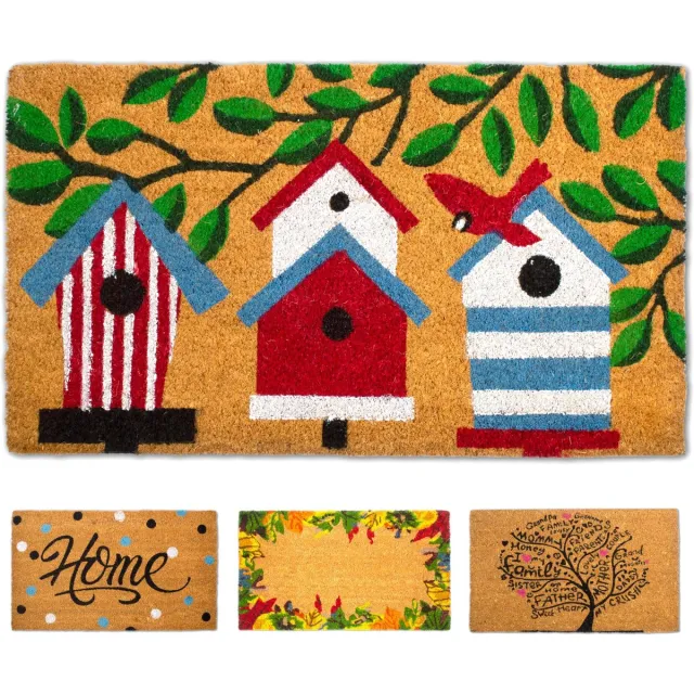 Ibenzoa Stijlvolle Kokosvezel Deurmat voor Binnen en Buiten, Antislip Vuilopvangmat, 40 x 70 cm, Modern Design kleurjik